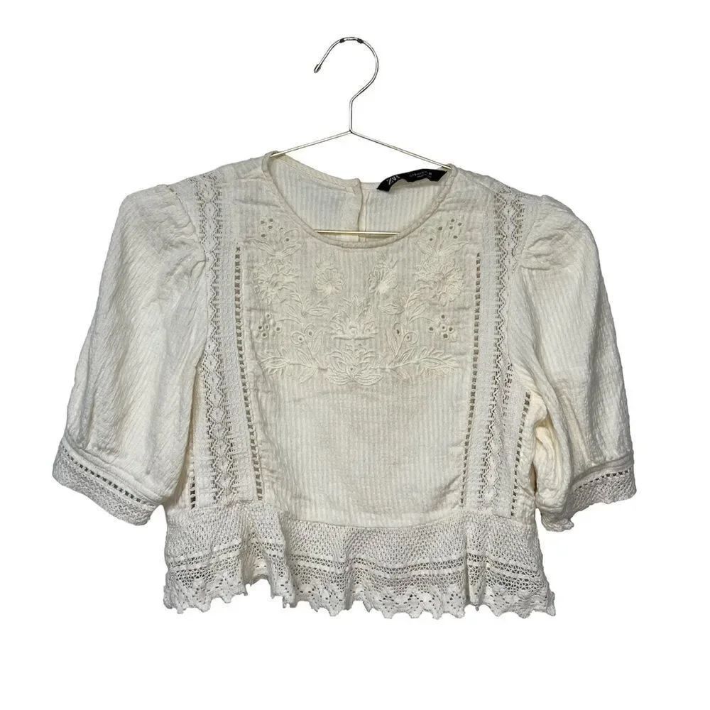 Zara Crotchet Lace Crop Blouse
